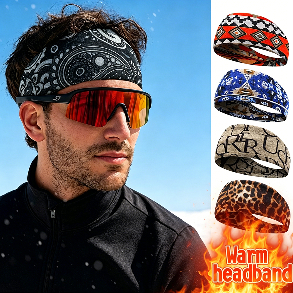 Fleece Ear Warmer Band - Printed Fleece Headband Winter Windproof Ear