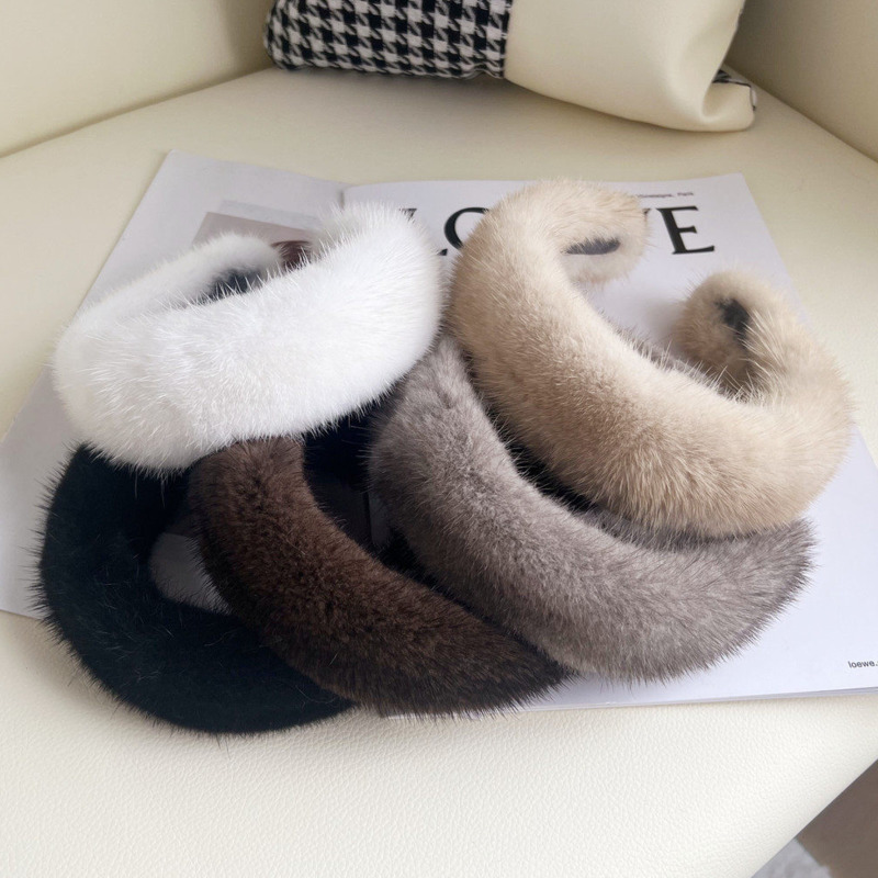 Real Mink Fur Headband Natural - Winter Headband Fleece ulasan dan harga