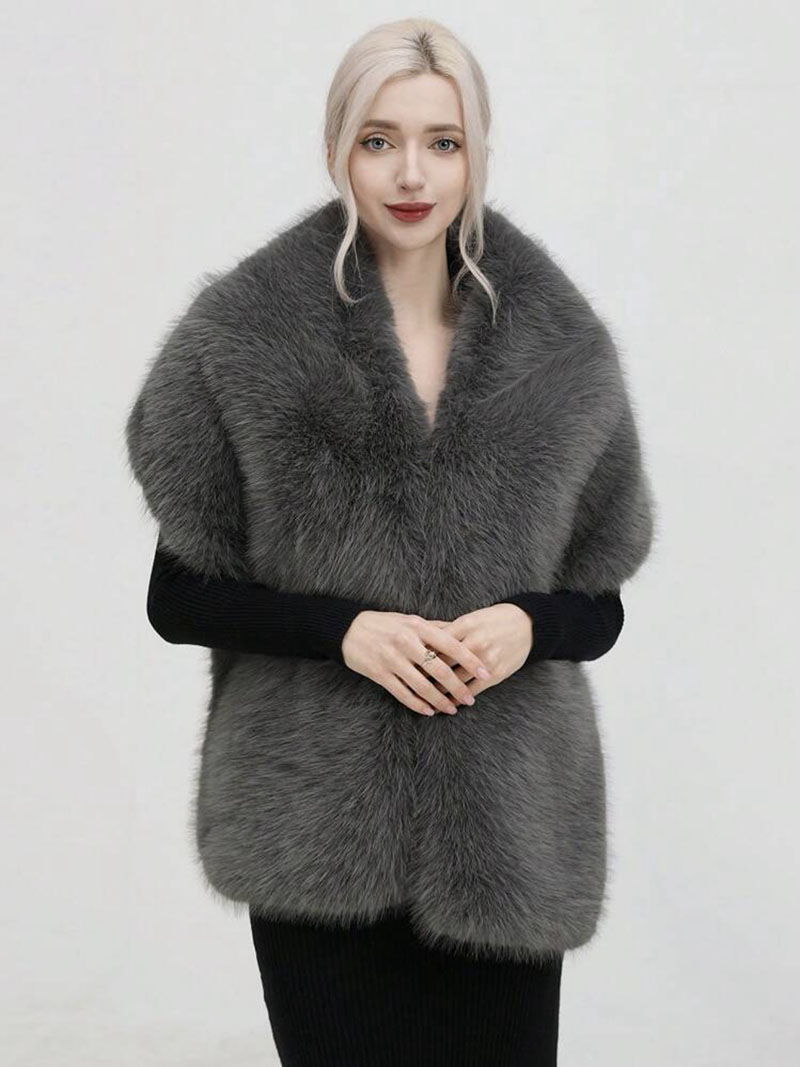 Fashion Luxury Faux Fox Fur Sh - Shawl Wrap Winter ulasan dan harga