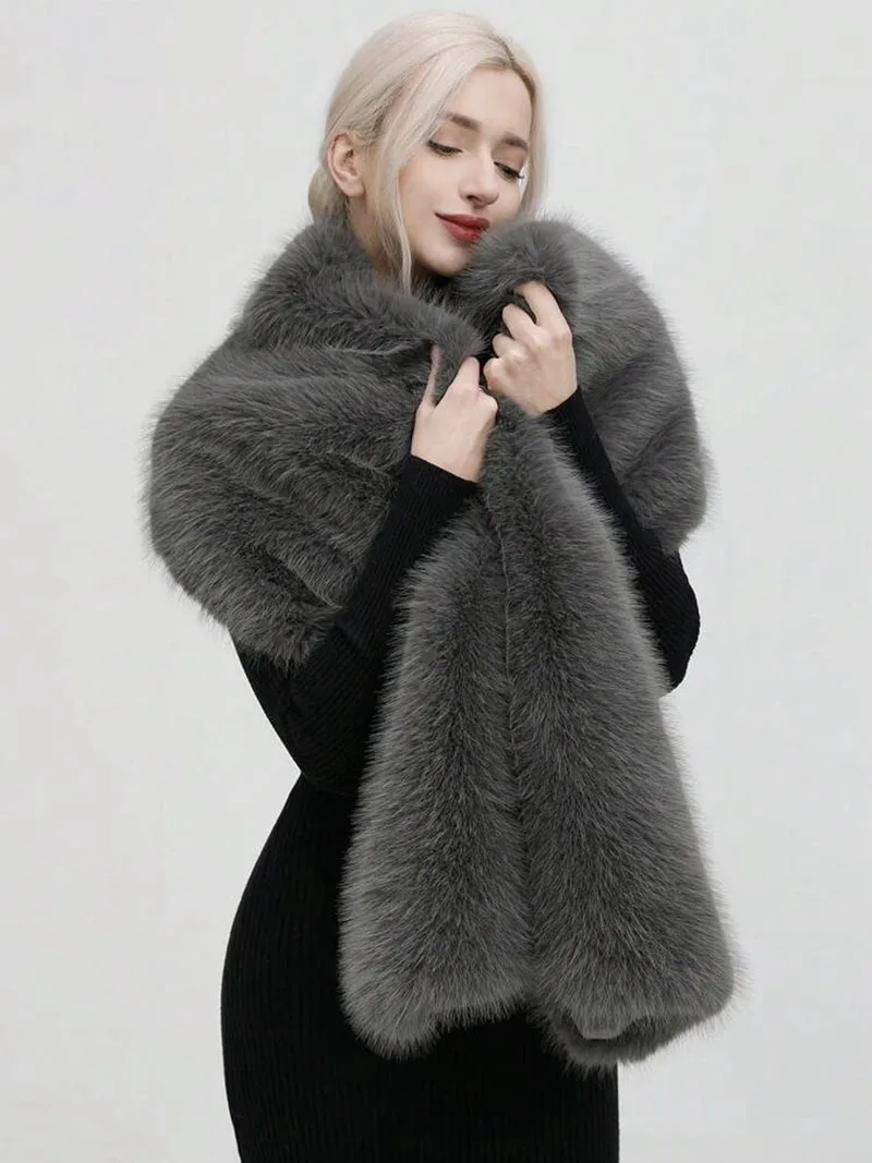 Fashion Luxury Faux Fox Fur Sh - Shawl Wrap Winter ulasan dan harga
